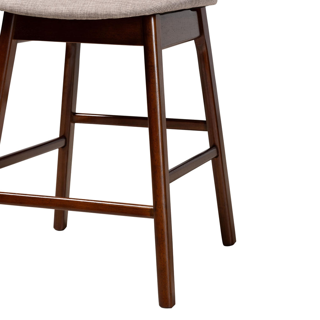 Grey Fabric and Walnut Brown Finished Wood 2-Piece Counter Stool Set X6526