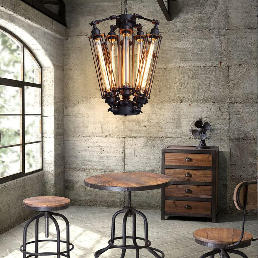 8-Lights Industrial Metal Pendant Chandelier T55550