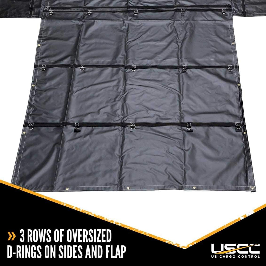 Black 14 Ounce Lumber Tarp with 8 Foot Drop and Flap O21526