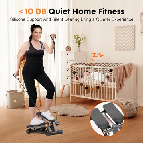 Adjustable Height Stair Stepper with Resistance Bands & LCD Monitor J3040