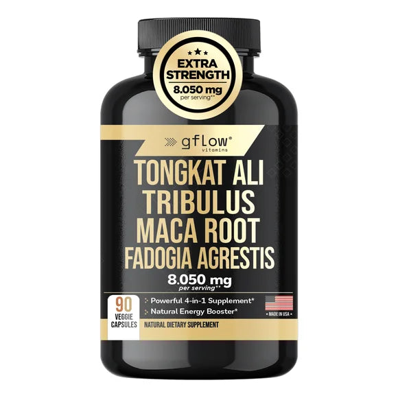 Tongkat Ali Extract 8050mg with Tribulus Terrestris, Maca Root and Fadogia Agrestis Vegan Capsules K156