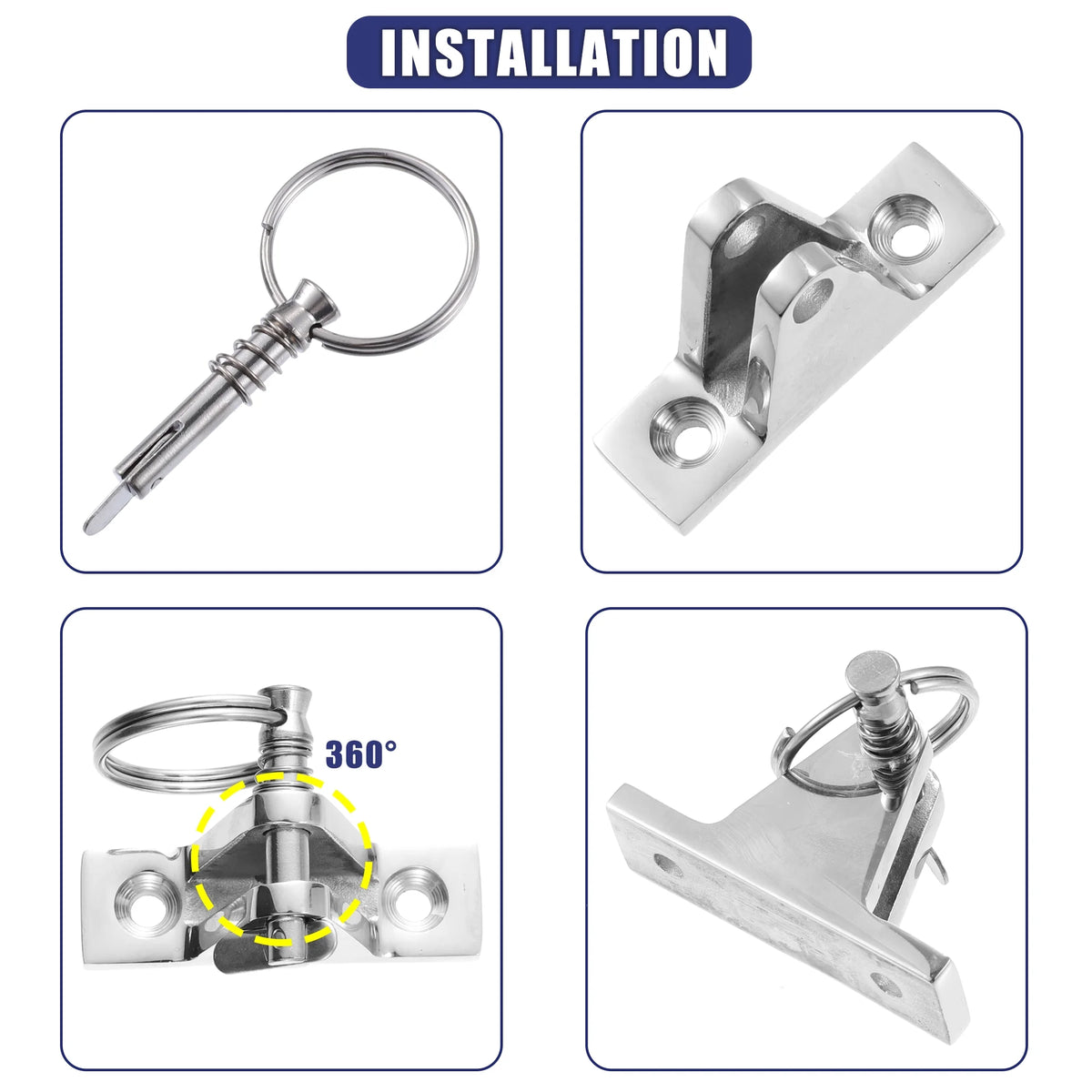 4Pcs Stainless Steel Deck Hinge with Pin Ring A222219