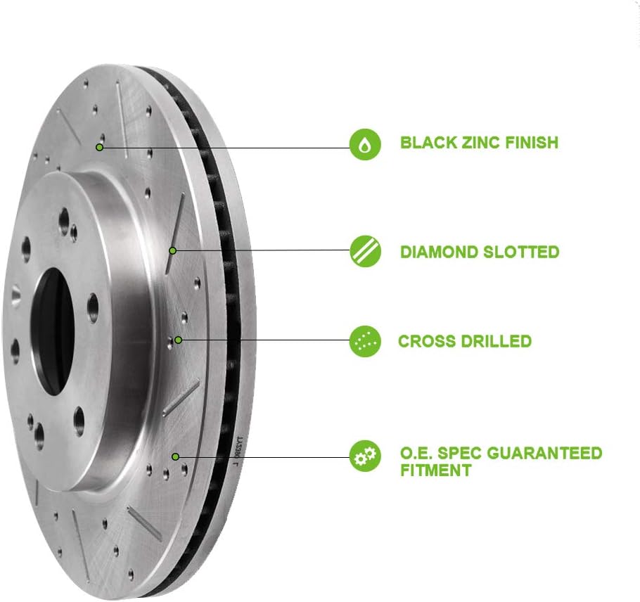 Drilled & Slotted Rear Brake Rotors, 2pcs C76417