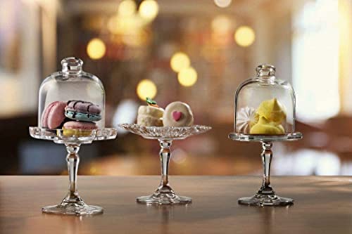 Mini Cake Stand Glass Cupcake Display Plate with Dome Cover Pedestal Dessert Stand Holder Q20066
