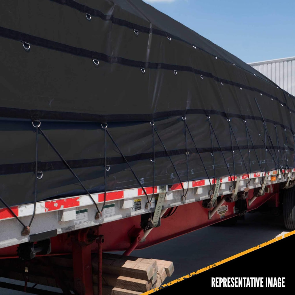 Black 14 Ounce Lumber Tarp with 8 Foot Drop and Flap O21526