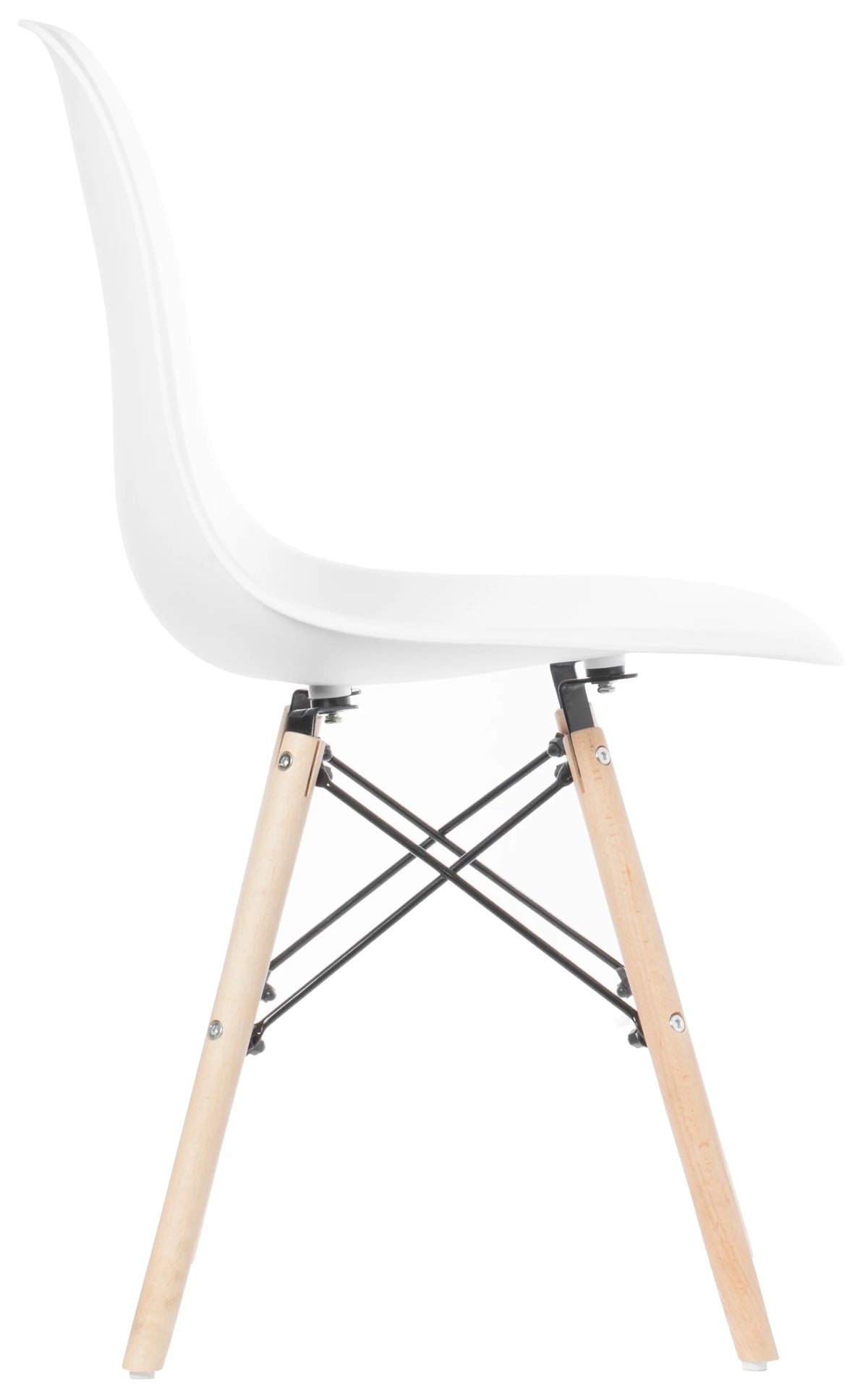 White Plastic Dining Chair with Solid Beech Wood Legs N7387