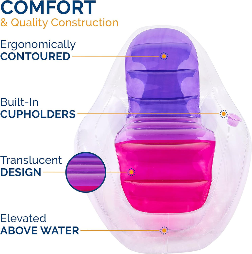 Translucent Inflatable Pool Float with Cup Holder V9968