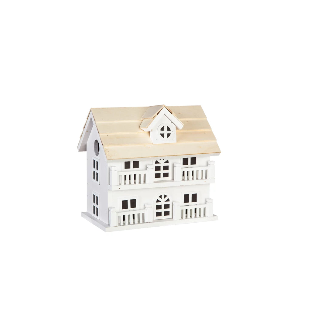 White Birdhouse with Post N62469