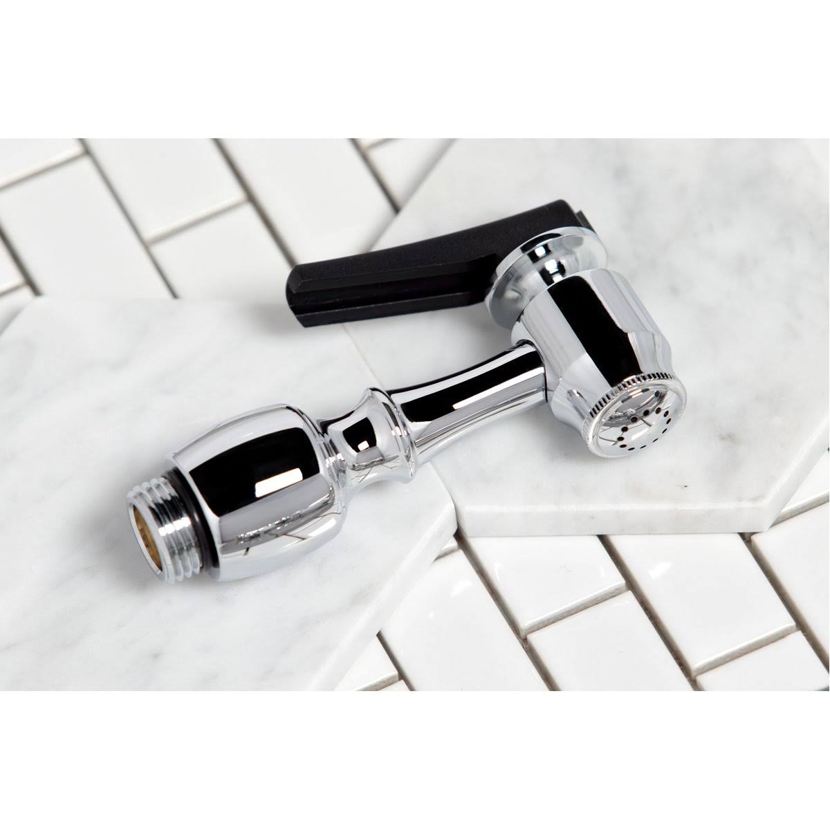 French Country 8-Inch Centerset Kitchen Faucet with Brass Sprayer Satin Nickel X1799