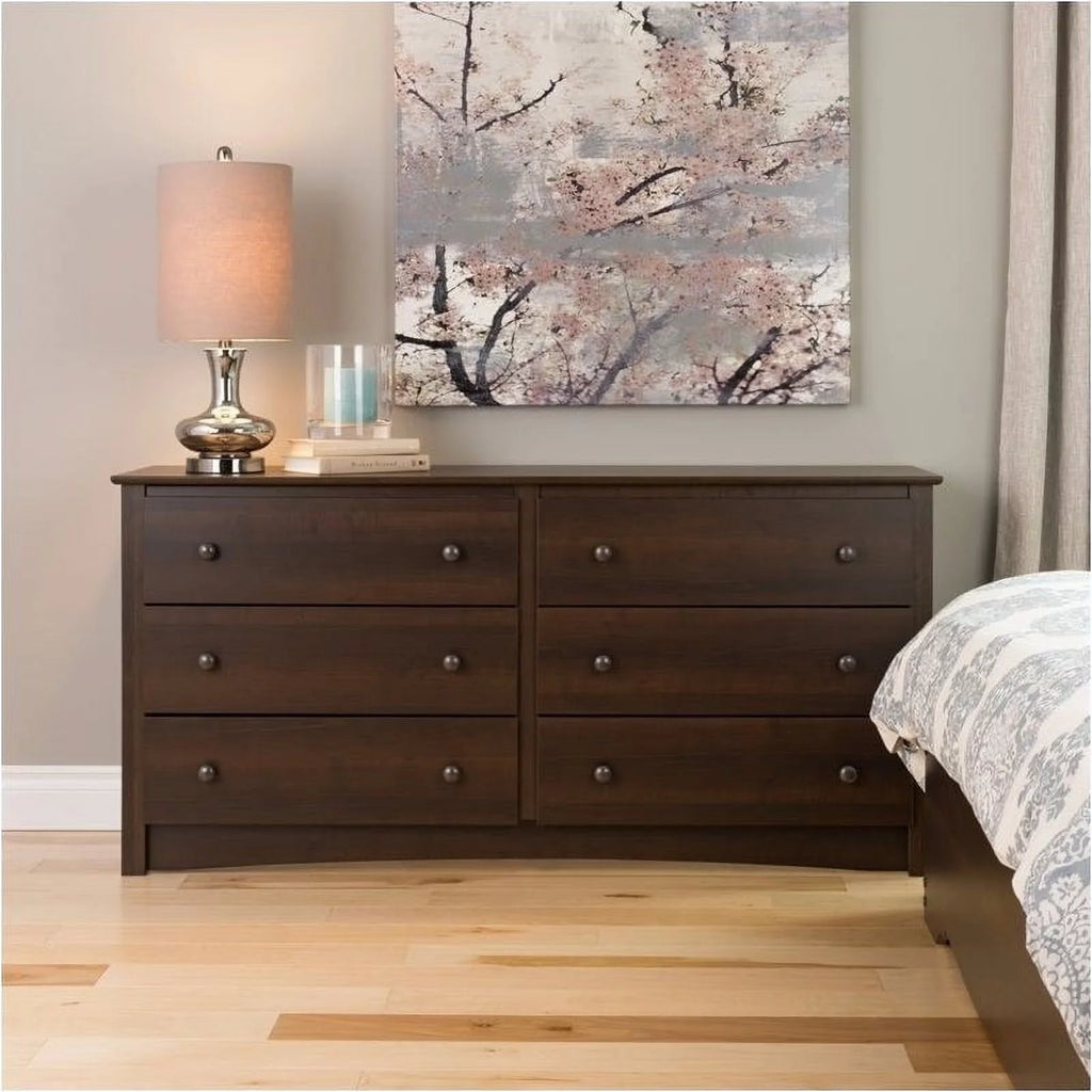3-Piece Set with 2 Night Tables and 6 Drawer Dresser in Espresso U357
