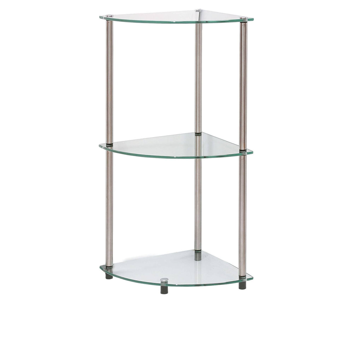 3-Tier Corner Shelf, Black Glass V275