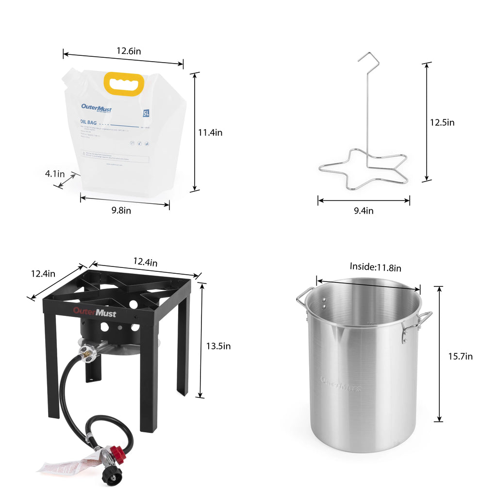 30 Qt. Turkey Deep Fryer with Propane Burner Set 50,000 BTU G983