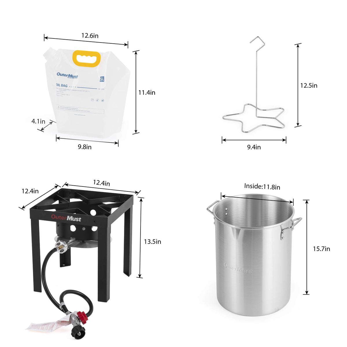 30 Qt. Turkey Deep Fryer with Propane Burner Set 50,000 BTU G983