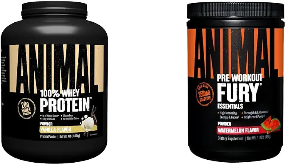 100% Whey Protein Powder Vanilla 4lb and Pre Workout Powder Watermelon 16.96oz T317376