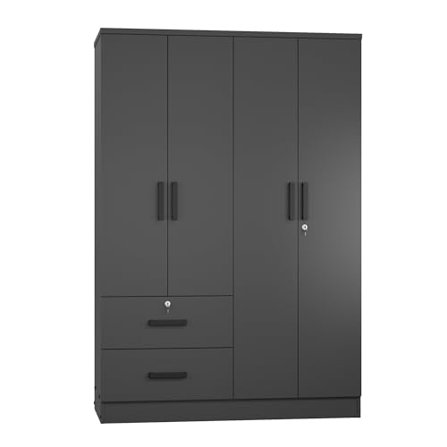 White 4 Doors Wardrobe 2 Drawers with Shelves V521211