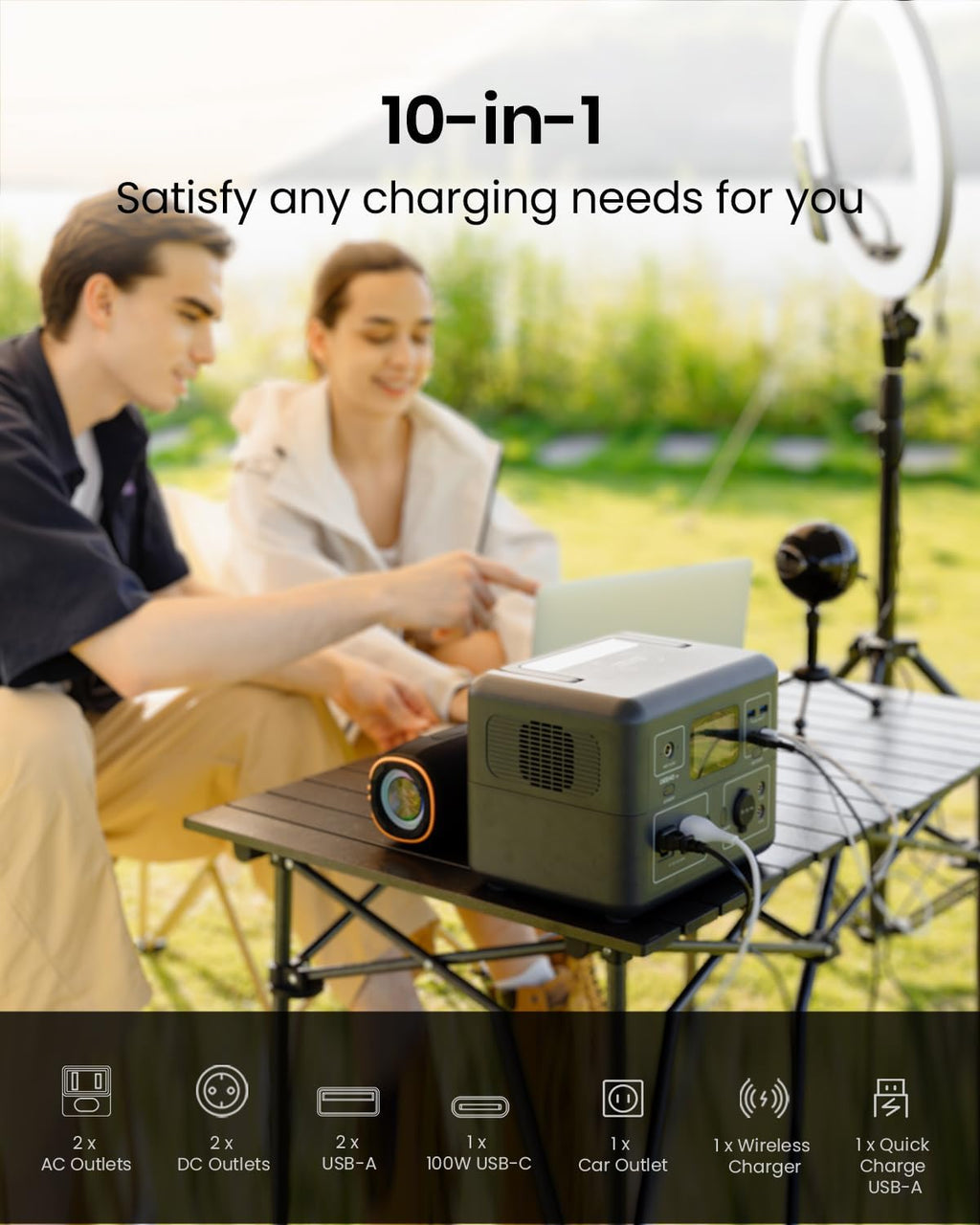 300W 268Wh LiFePO4 Portable Power Station with Dual AC Outlets X946922
