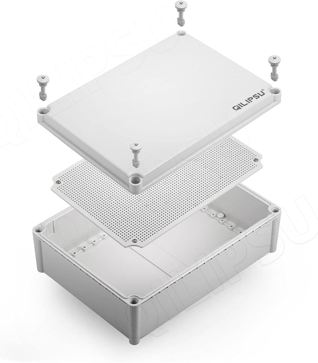 Hinged Cover Stainless Steel Latch Junction Box with Mounting Plate, ABS Plastic IP67 Waterproof Grey T23642