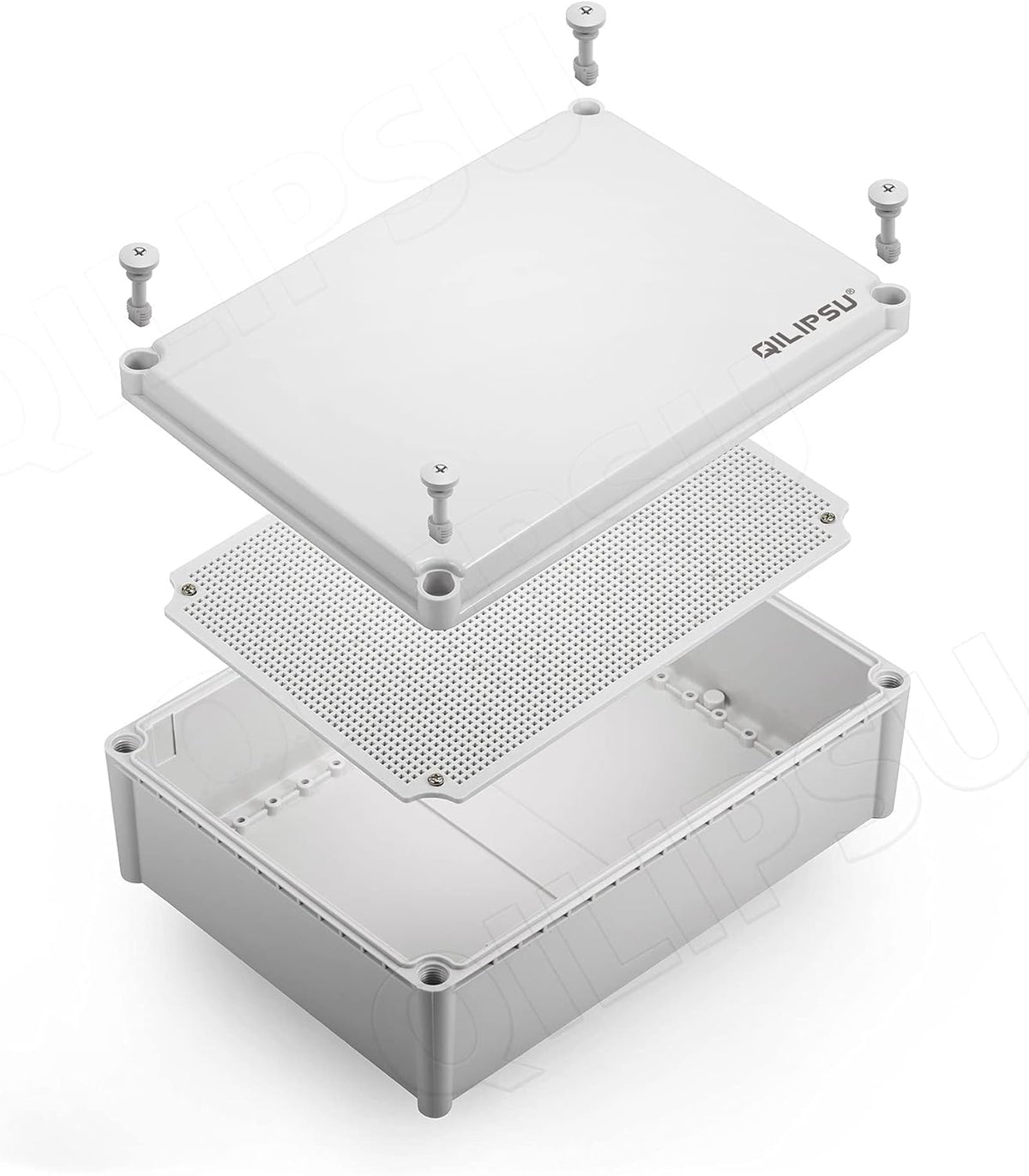 Hinged Cover Stainless Steel Latch Junction Box with Mounting Plate, ABS Plastic IP67 Waterproof Grey T23642