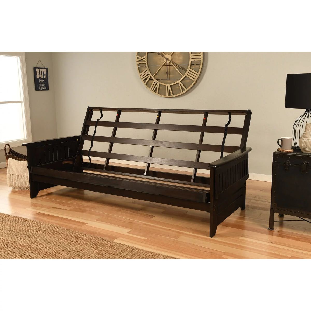 Queen Size Espresso Wood Futon L878