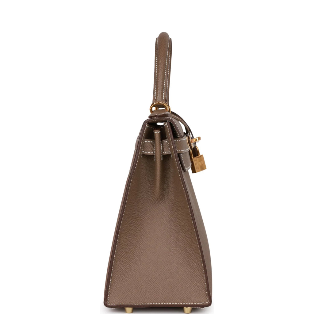 Kelly 28 Etoupe Epsom Handbag J7460
