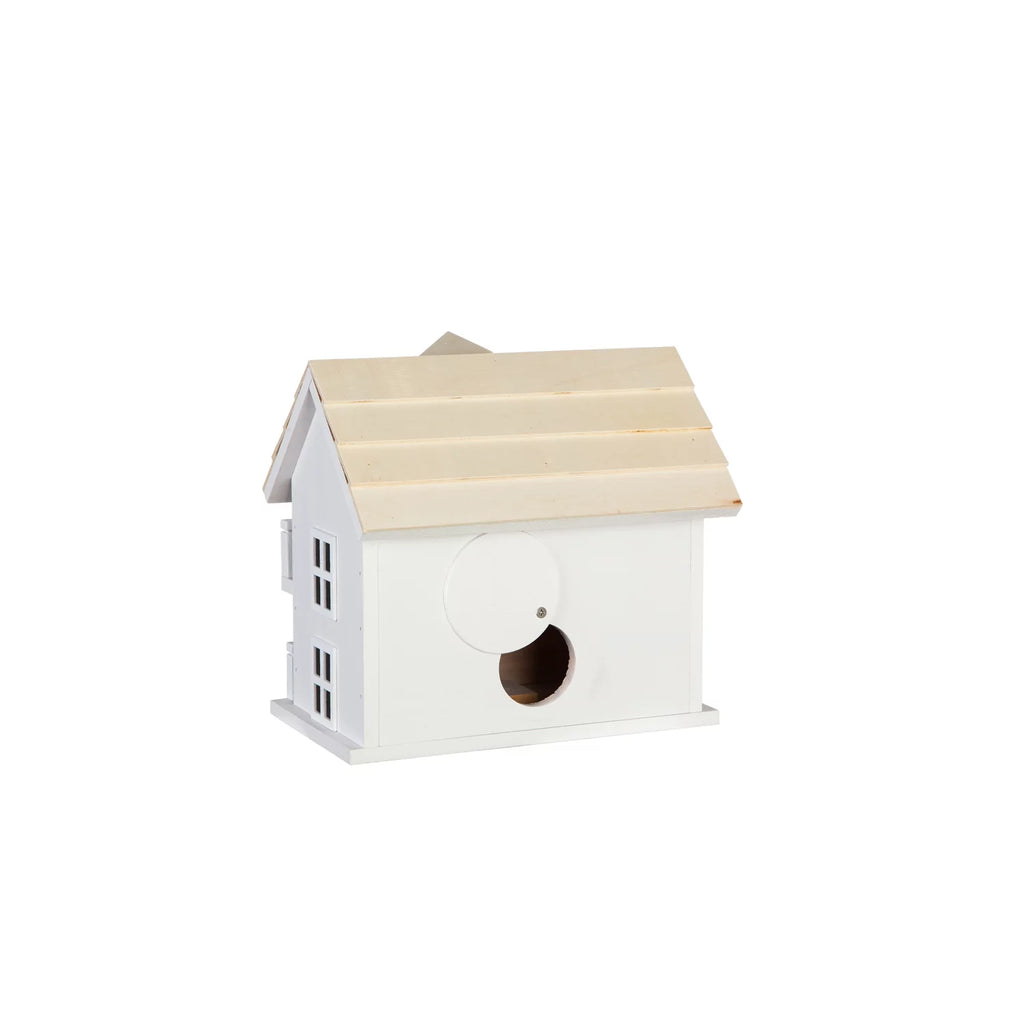 White Birdhouse with Post N62469