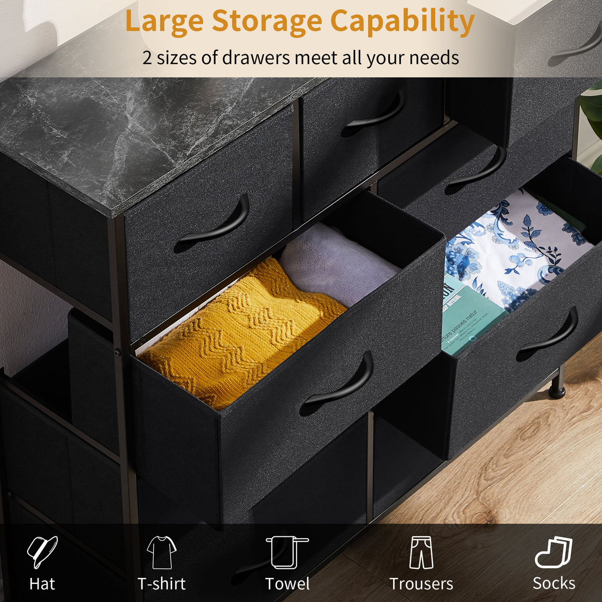 Black Gray 12 Drawer Dresser Tower Unit R909158
