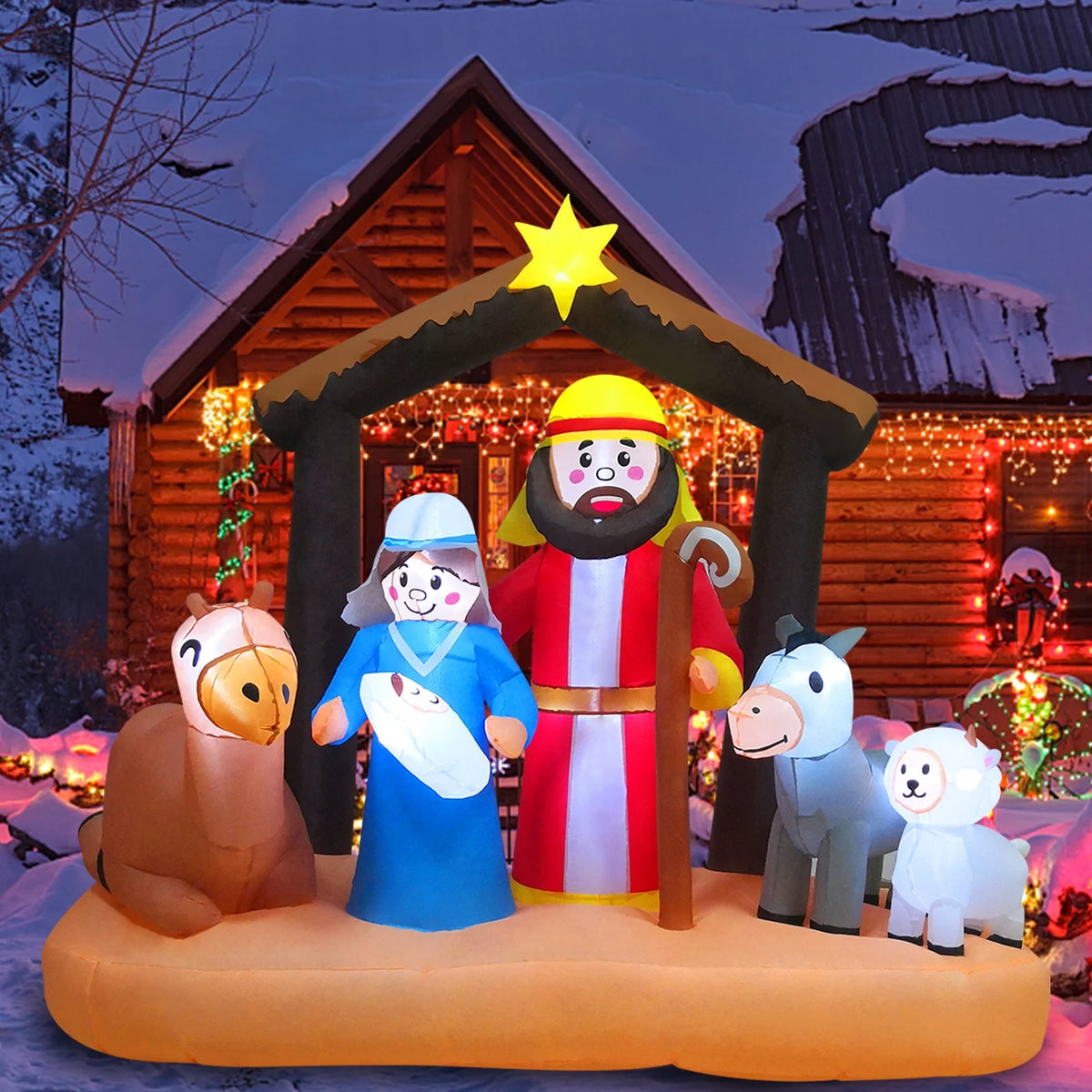 6ft Christmas Inflatables Nativity Scene with Build-in LEDs G867