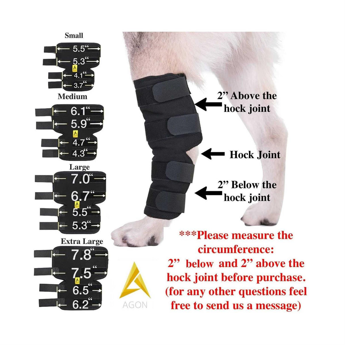 Dog Hock Brace Rear Leg Joint Wrap D644