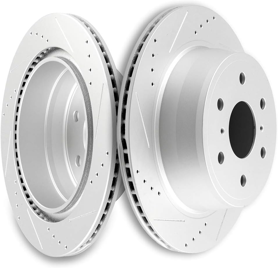 Drilled & Slotted Rear Brake Rotors, 2pcs C76417