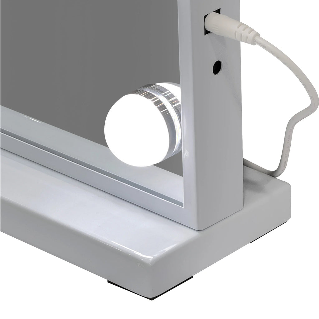 White Metal Hollywood Vanity Mirror with Lights U572