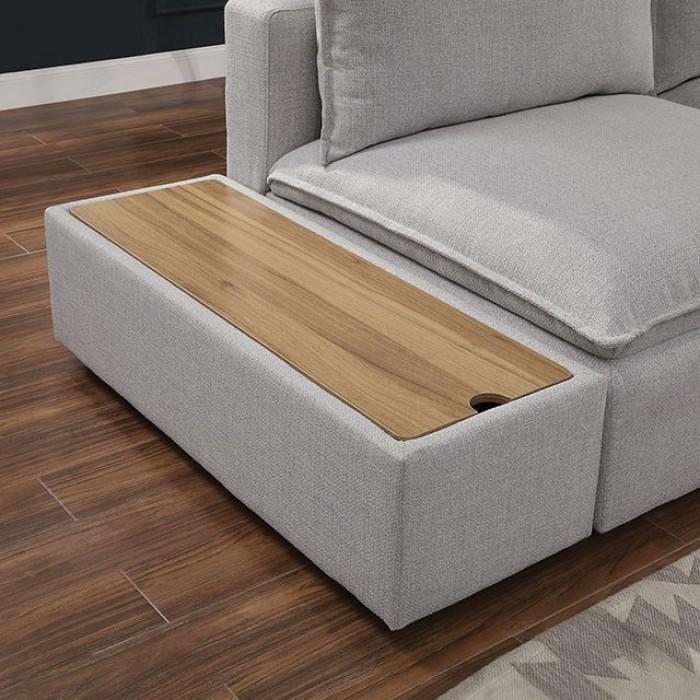Light Gray Linen-like Fabric Sofa and Ottoman D21773