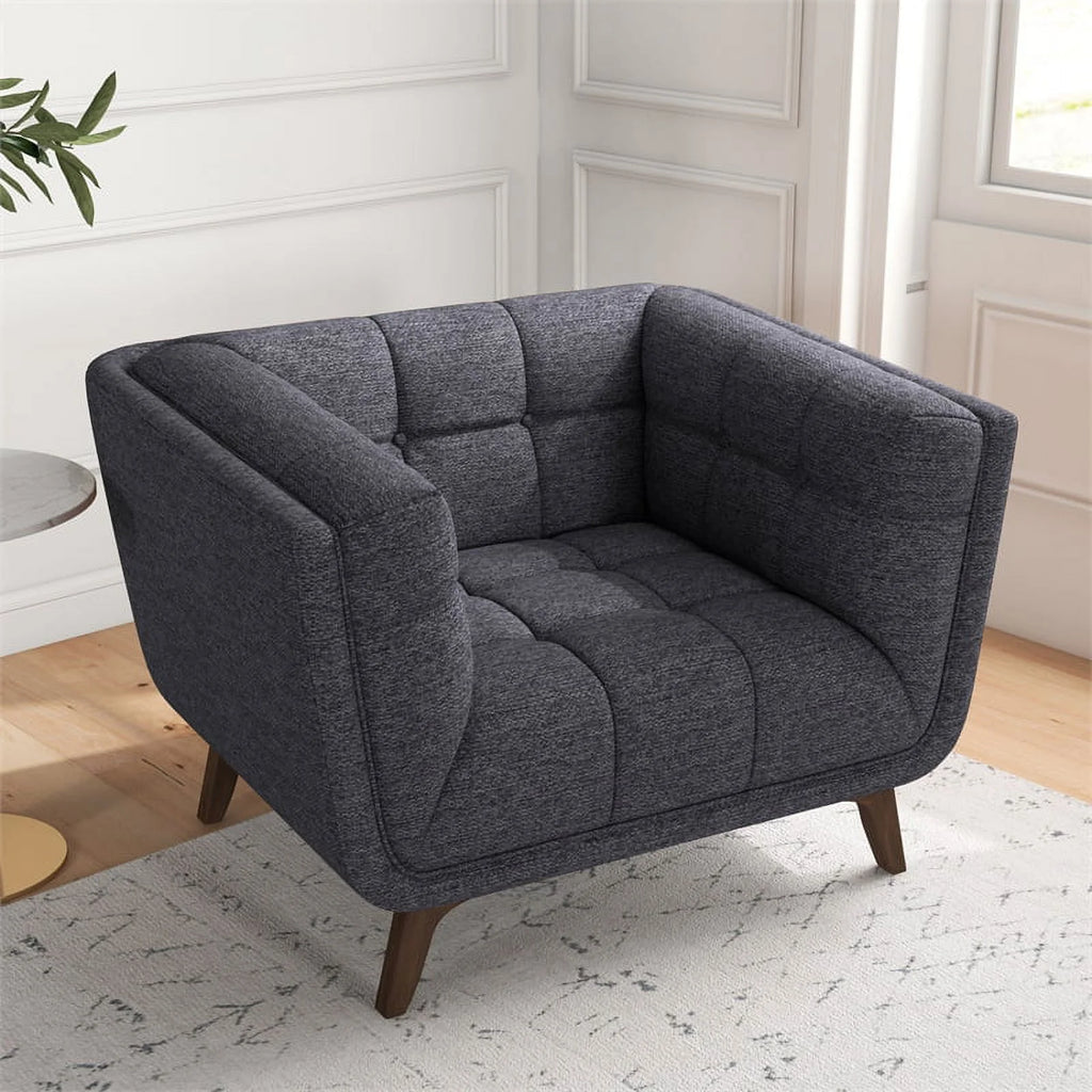Mid Century Modern Fabric Accent Chair in Gray V549686