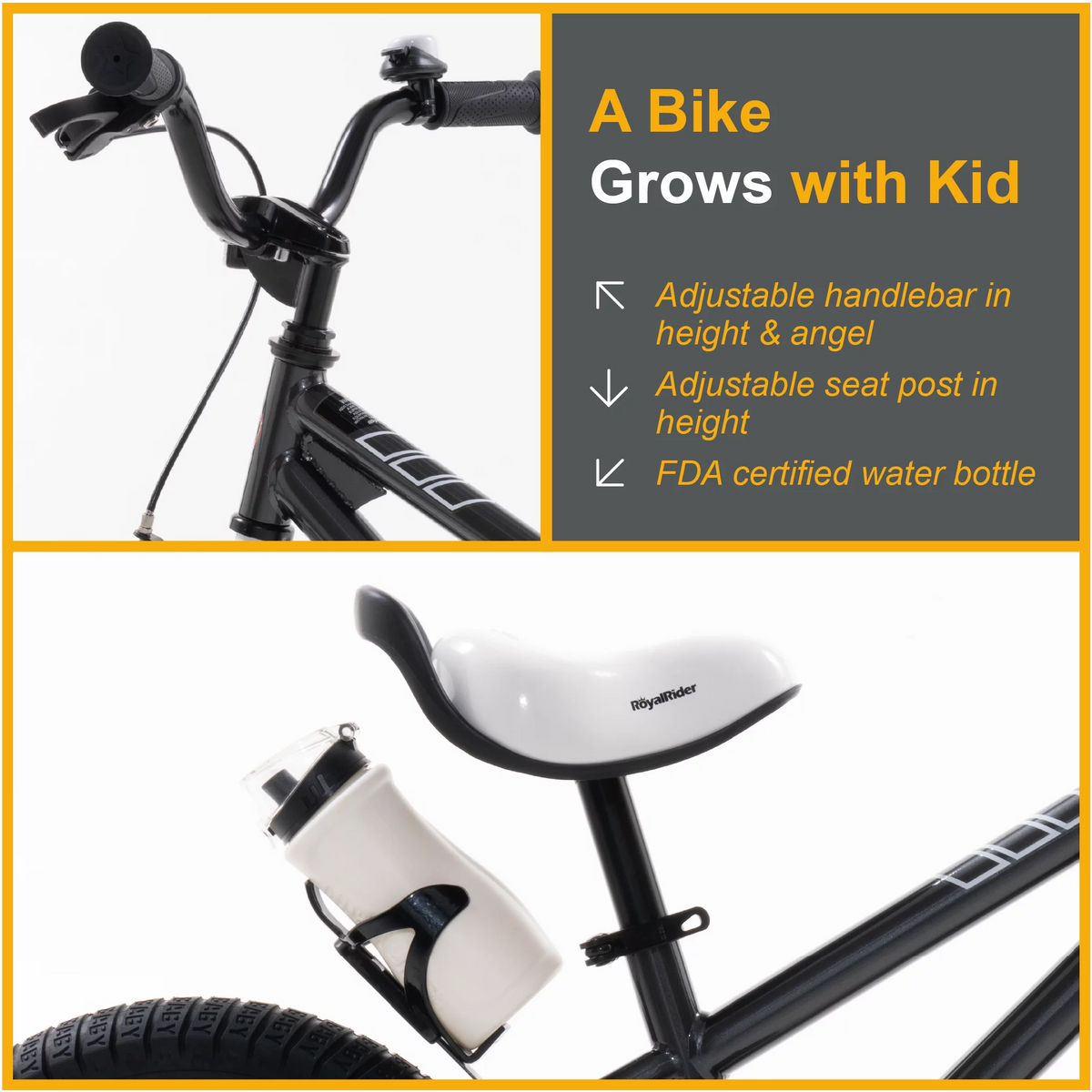 14 In Black Kids Bike with Training Wheels Z90452