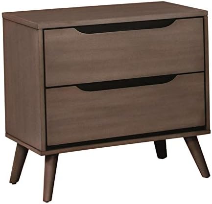 Oak 2-Drawer Wood Nightstand Q18044