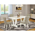 5 Pc Rectangular Dining Table and 4 Parson Chairs Linen White I922389