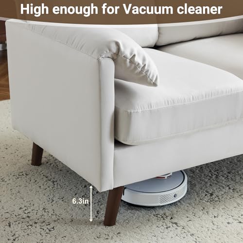 Beige Mini Loveseat Sofa with Suede Nap Upholstery P64347