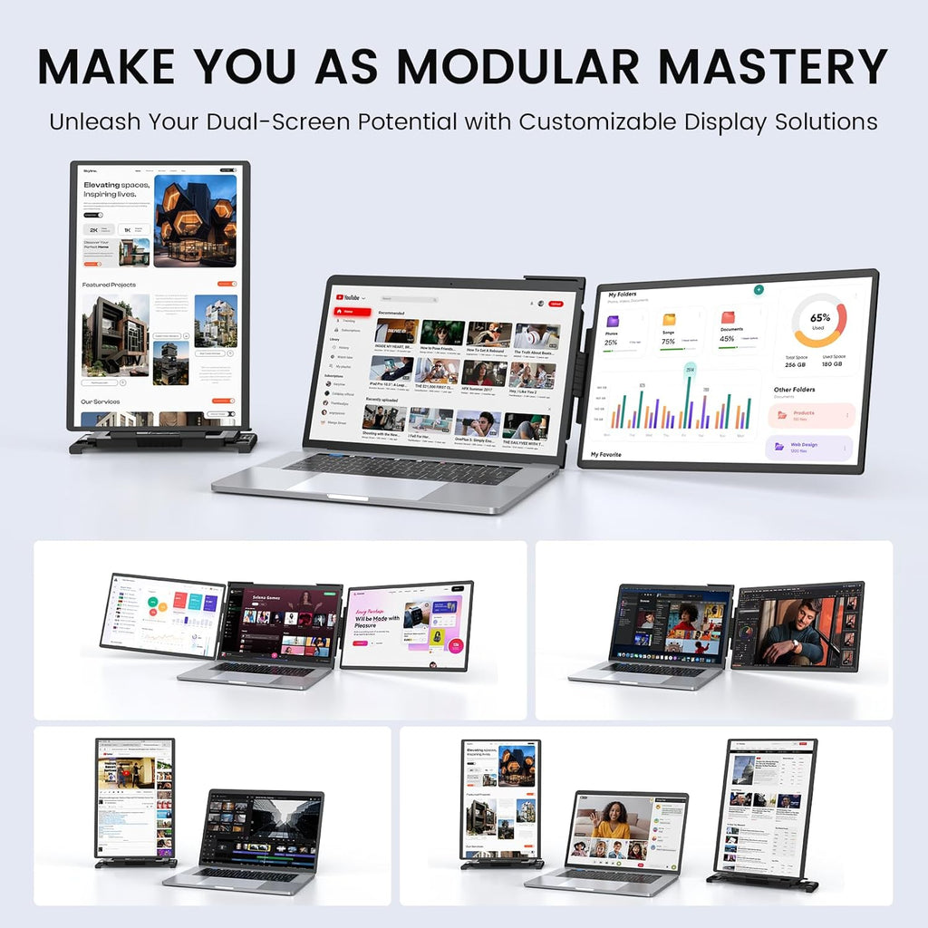 14" FHD 1200P Triple Detachable Laptop Monitor X567