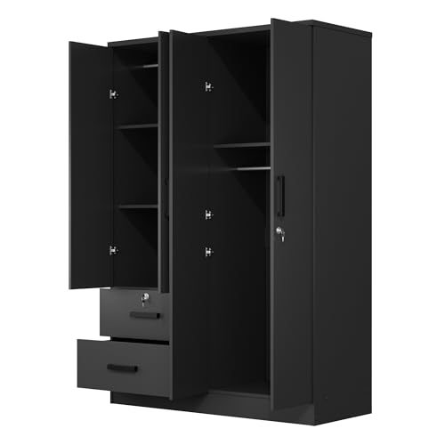 White 4 Doors Wardrobe 2 Drawers with Shelves V521211