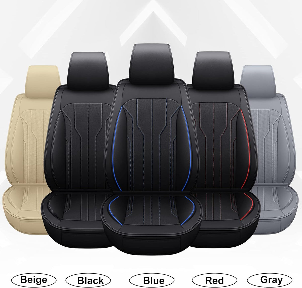 Leather Car Seat Covers Front Pair Black Blue K220