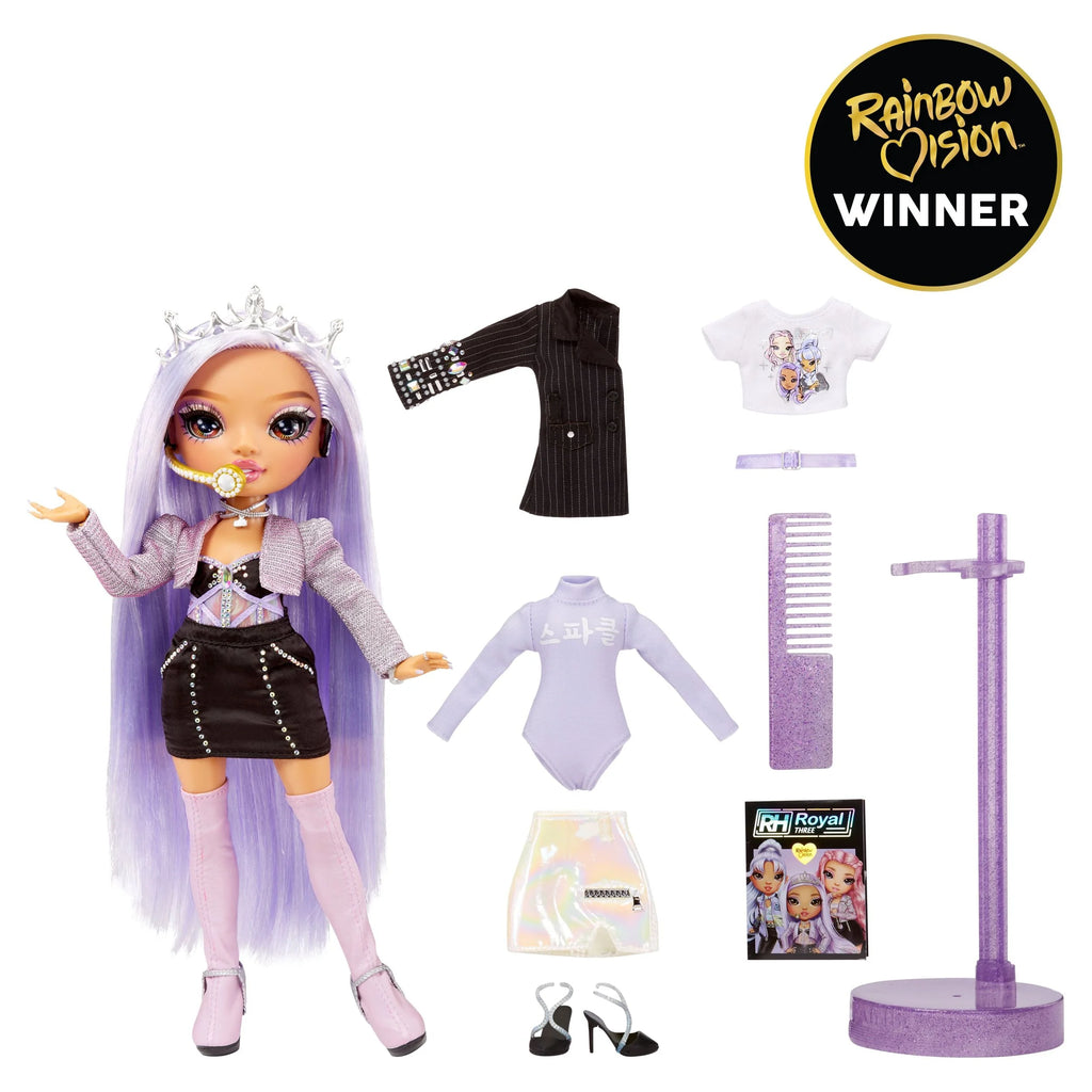 Purple Lilac Fashion Doll with 2 Designer Outfits and Microphone Headset G563