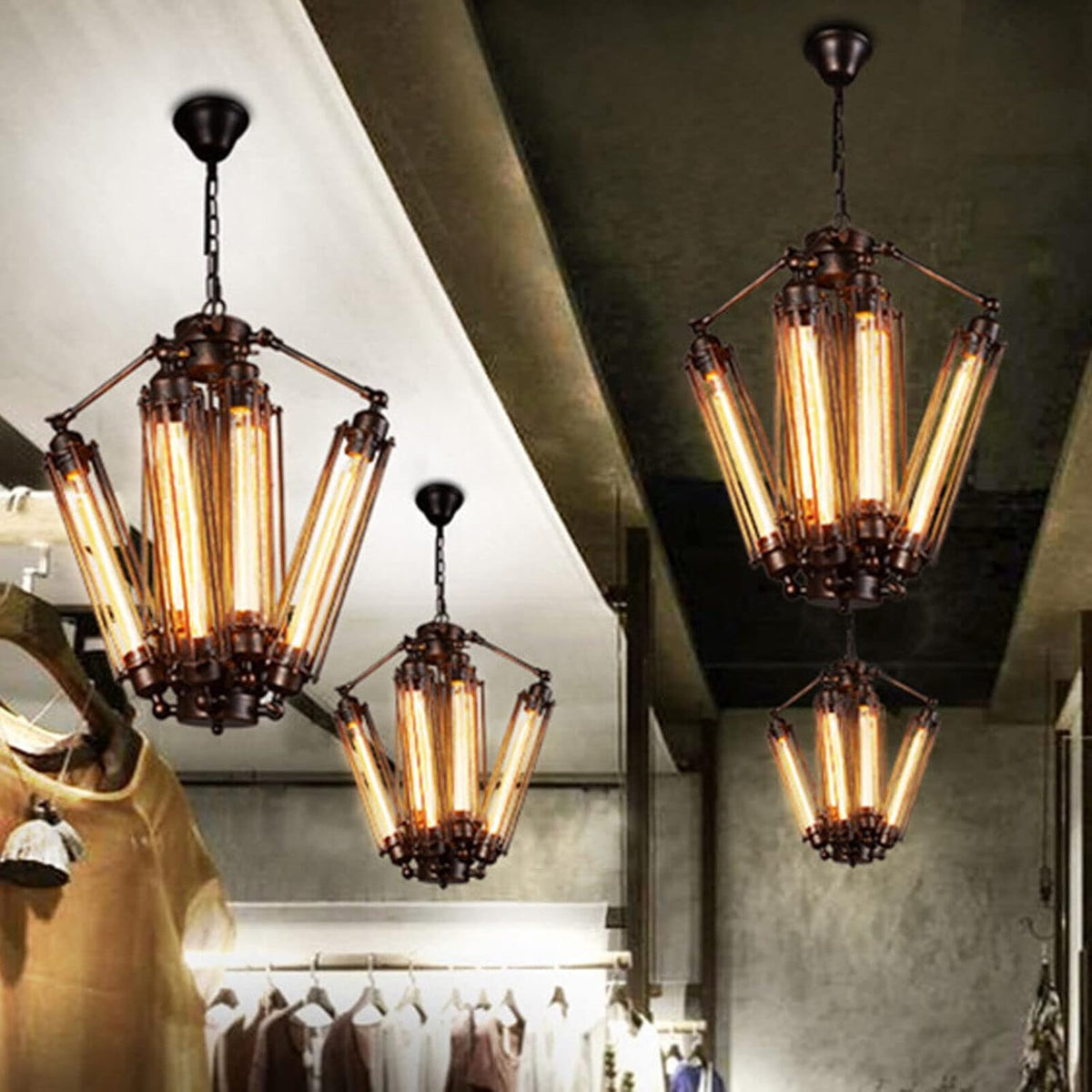 8-Lights Industrial Metal Pendant Chandelier T55550