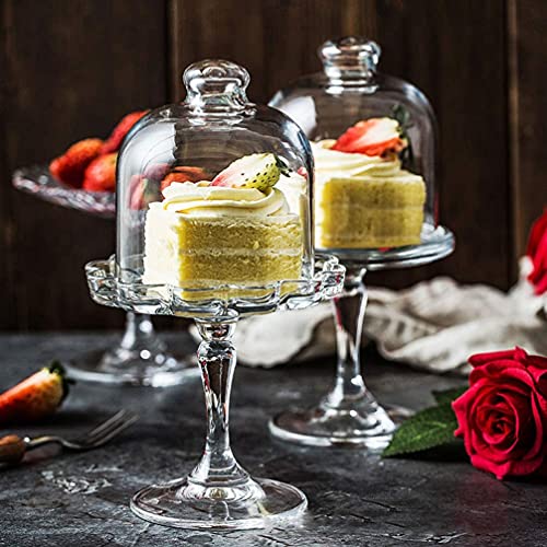 Mini Cake Stand Glass Cupcake Display Plate with Dome Cover Pedestal Dessert Stand Holder Q20066
