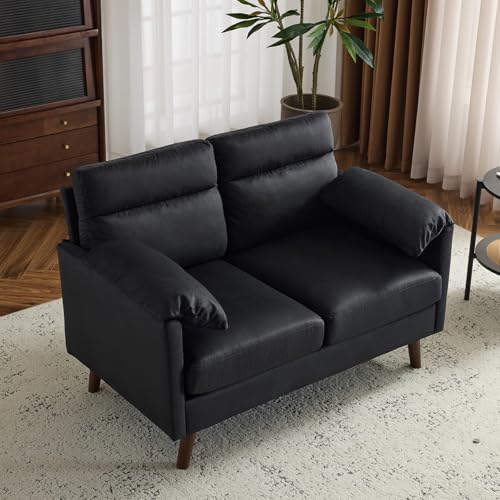 Beige Mini Loveseat Sofa with Suede Nap Upholstery P64347
