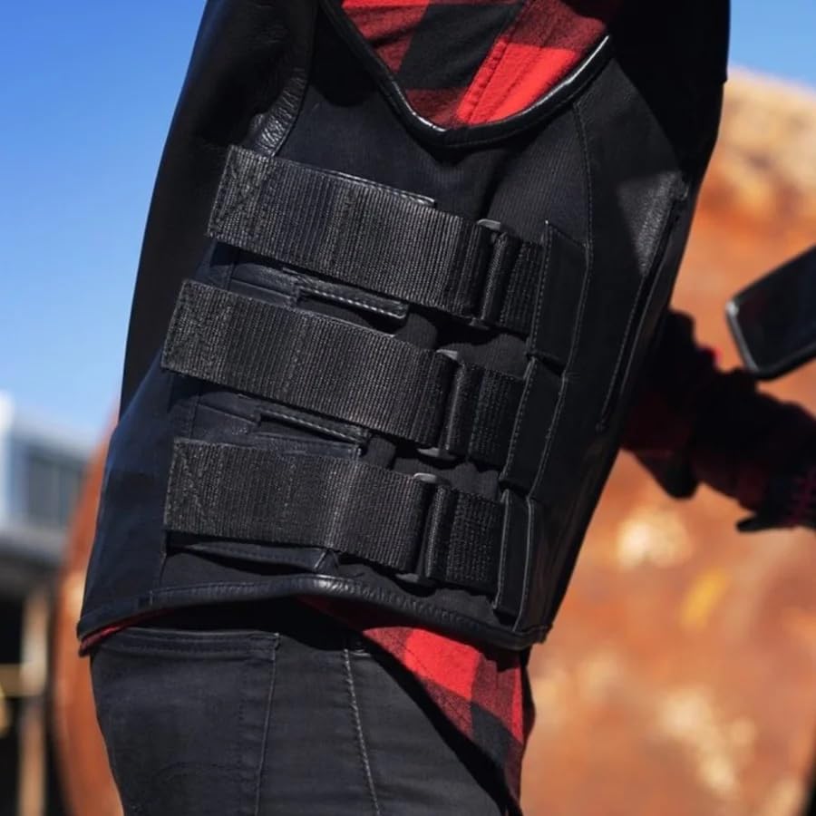 Men's Motorcycle Biker Riding Leather Vest H628271