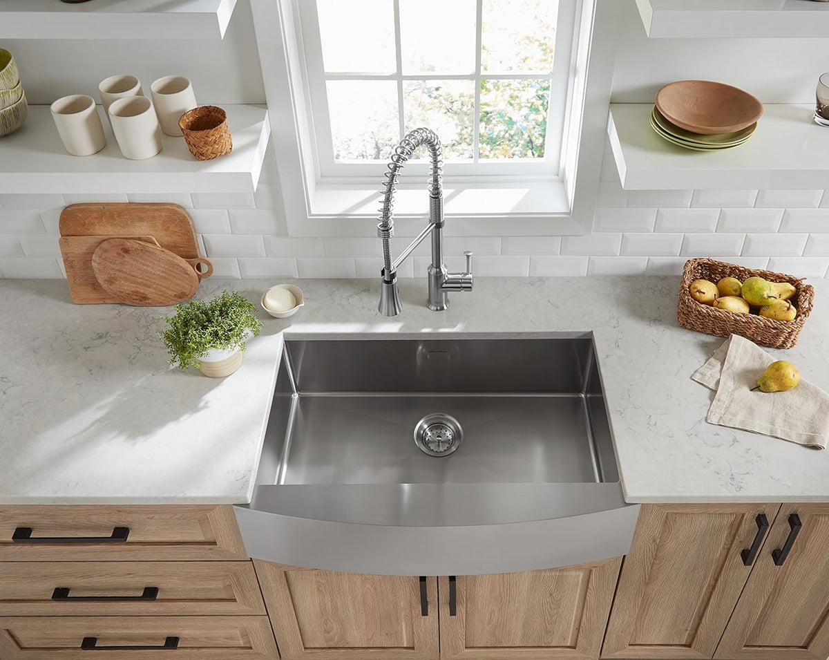 33X22-Inch Stainless Steel Apron Sink with Grid and Drain R869016
