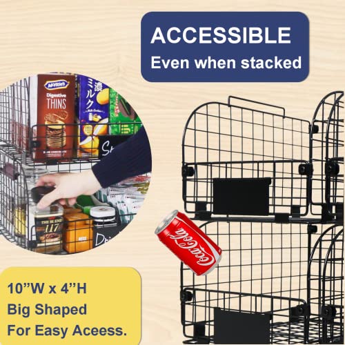 4 Pack 12"x10.4"x7.8" Black Metal Stackable Baskets J187