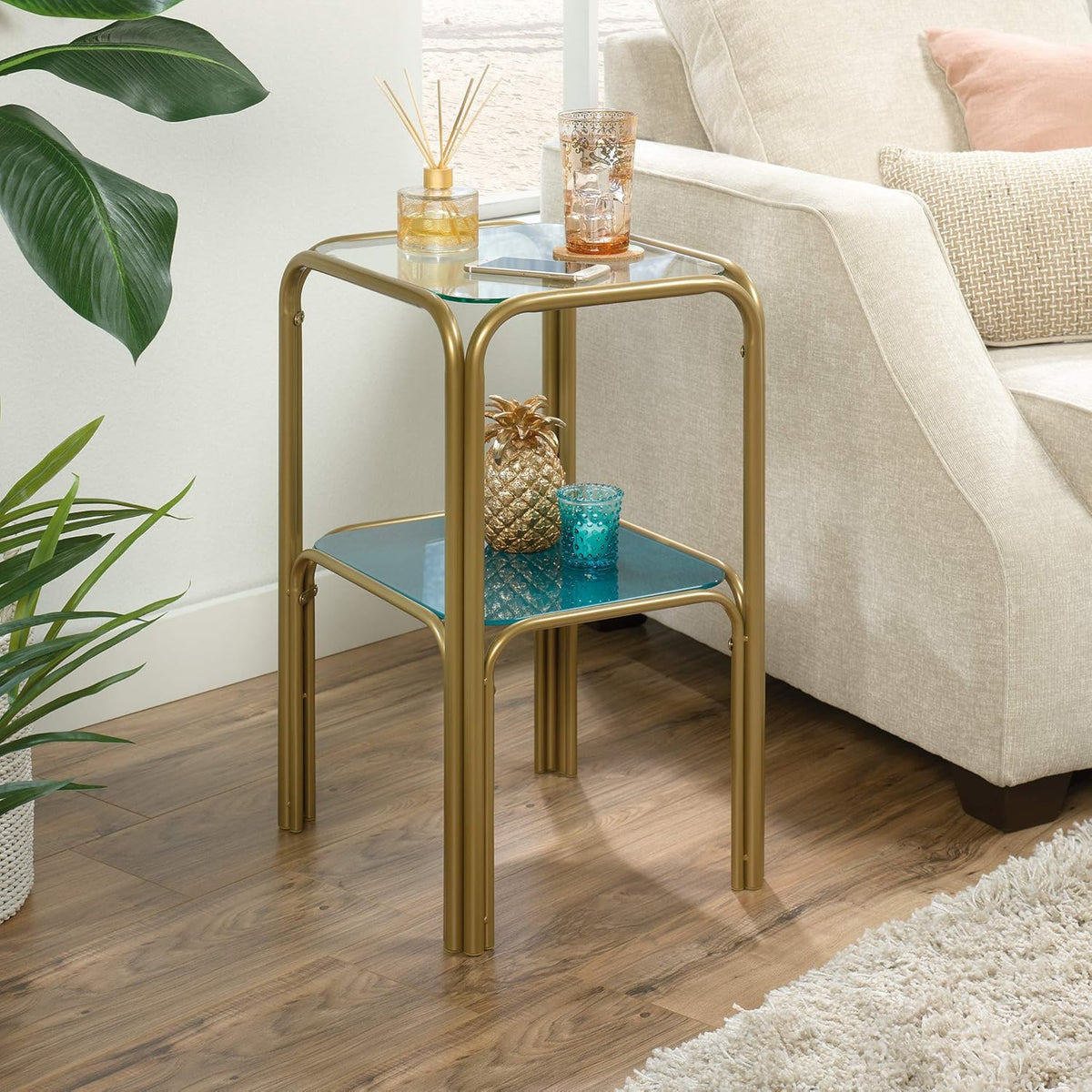 End Table Satin Gold Finish W4373