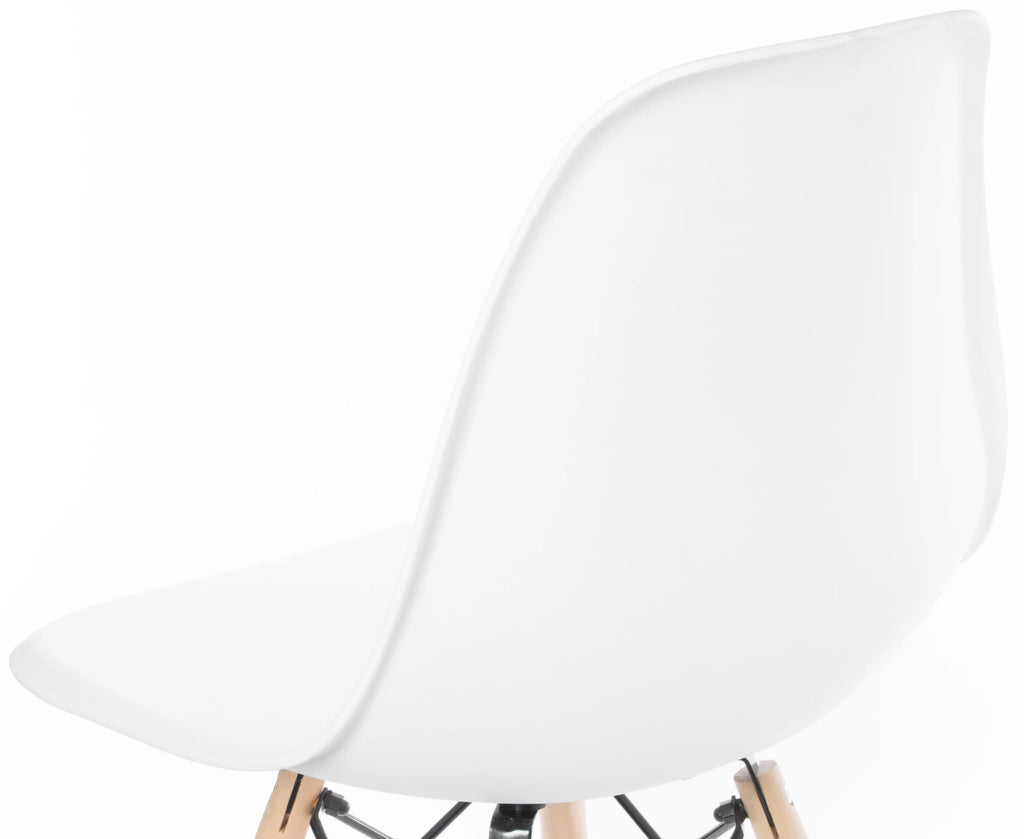 White Plastic Dining Chair with Solid Beech Wood Legs N7387