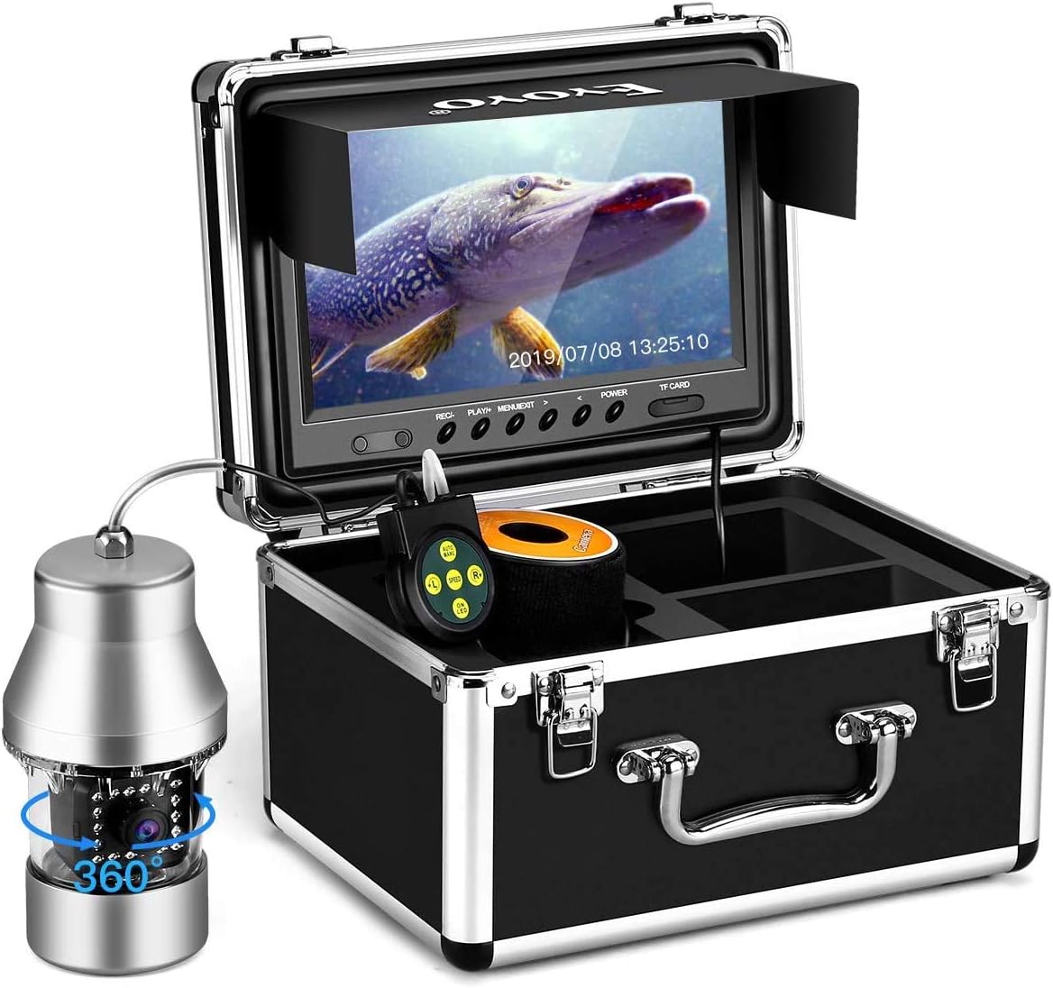 Underwater Fishing Camera 9 inch 360° Camera 1000TVL 18 IR Lights 30M Cable F560