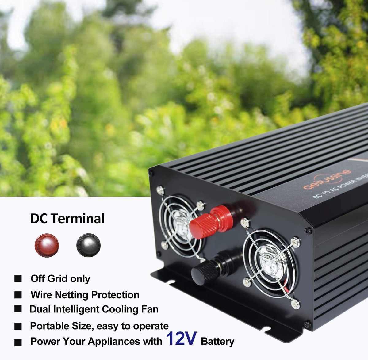1500 Watt Pure Sine Wave Inverter 12v DC to AC 110v 120v with LCD Display P53133